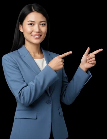 Professional woman pointing to partners